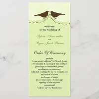 Chic green bird cage, love birds wedding programs