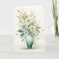 Beauftiful Flowers in a Vase Hello Greeting Card