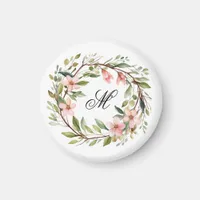 Monogram Pretty Twig and Wildflower Wreath Magnet