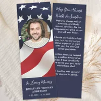 Memorial Prayer Card American Flag Veteran Funeral Bookmarks