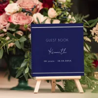 Guest book birthday navy blue minimalist