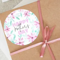 Romantic Soft Pink Watercolor Flowers Mother's Day Classic Round Sticker