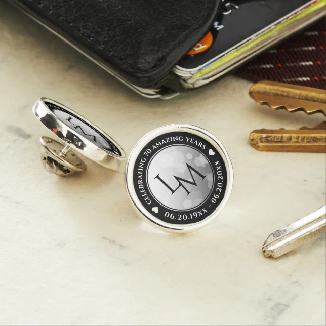 Elegant 70th Platinum Wedding Anniversary Lapel Pin