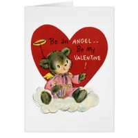 Adorable Valentine Retro Angel Bear Cards