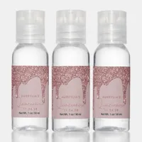 Chic Rose Gold Sparkle Glitter Drips Quinceanera Hand Sanitizer