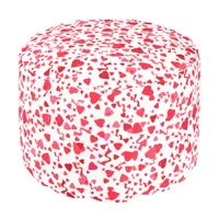 Red Confetti Hearts Fun Pattern Pouf