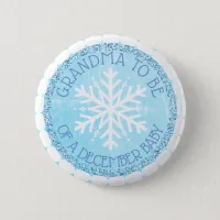 Grandma to be Blue Winter December Baby Button