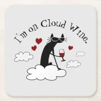 I'm On Cloud Wine Funny Love Wine Quote Square Paper Coaster