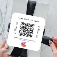 Business name qr code social media instagram square sticker