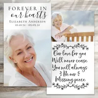 Forever in Our Hearts Photo Funeral Prayer Card