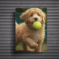Golden Doodle Puppy Plays Ball
