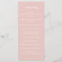 Simple Modern Minimalist Blush Wedding Program