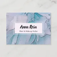 *~* Artistic Pink & Blue  Floral Flower Peony Business Card