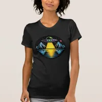 Retro UFO in the Mountains Reflecting in the Water T-Shirt