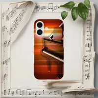 Abstract Piano Art – Bold Red & Black  iPhone 16 Case