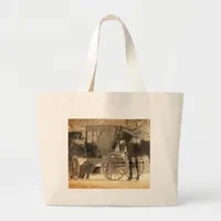 Buggy Before The Horse, Amish Bring Home New Horse Large Tote Bag