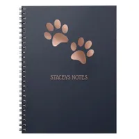 Rose Gold And Navy Paw Print Pattern