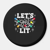 Let's Get Lit Drinking Santa Hat Christmas Lights  Magnet