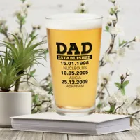 Etched Beer Glass for Dad with Kids Names