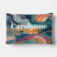 Abstract Swirl Teal & Orange Accessory Pouch