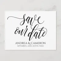 Wedding Typography Save-the-Date | Black Announcement Postcard