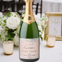 Bridal shower rose gold silver mr mrs sparkling wine label