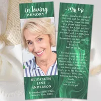 Memorial Poem Custom Photo Emerald Green Funeral Bookmarks
