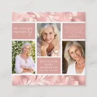 Foil Floral Photo Collage Funeral Memorial Card