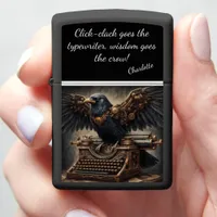 Clockwork Crow Typing Steampunk Tales At Midnight Zippo Lighter