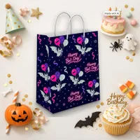 Cute Neon Bat Halloween Birthday Party Pattern Small Gift Bag