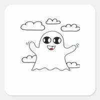 Cute Little Boo Creative Style Square Sticker