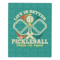 Life is Better With Pickleball Retro Graphic Style Jigsaw Puzzle