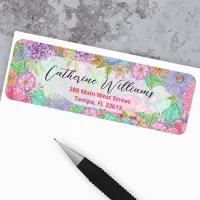 Watercolor Garden Flowers Botanical Return Address Label