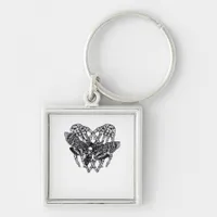 Deathshead Moth Classic Skeleton Hand Heart Style Keychain