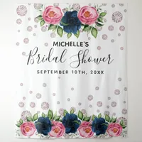 Bridal Shower blue pink florals white diamonds Tapestry