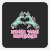 Zombie Classic - Skeleton Heart And Hands Square Sticker