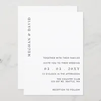 Simple Minimal Modern Black and White Wedding  Invitation