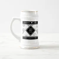Elegant 60th Diamond Wedding Anniversary Beer Stein