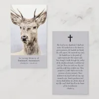 Watercolor Deer Cross Memorial Prayer Card