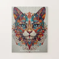 Mystic Boho Feline Cat Mandala Jigsaw Puzzle