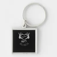Hey, Boo! Happy Halloween Skeleton Hand Heart Clas Keychain