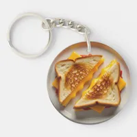 A Grilled Cheese Sandwich on a Plate Keychain