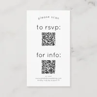 Simple 2 QR Codes RSVP and details Wedding Enclosure Card