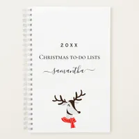 Christmas reindeer red white to do lists name notebook