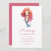 Cute Mermaid Birthday Party Invitation