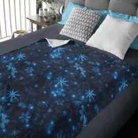 Deep Blue & Bright Snowflakes Fleece Blanket,