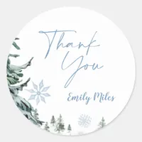 Winter Wonderland Thank You Classic Round Sticker