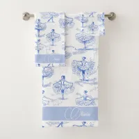 Ballerina Moves Pattern Blue ID738 Bath Towel Set