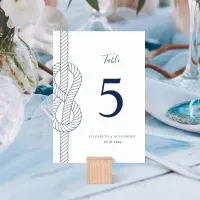 Modern Nautical Knot Rope Wedding Table Number