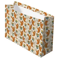 Orange and White Cats Naive Art Style Large Gift Bag